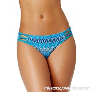 Hula Honey Women's Festival Dream Chevron Crochet Strappy Bikini Bottom Blue B07BW923Z3
